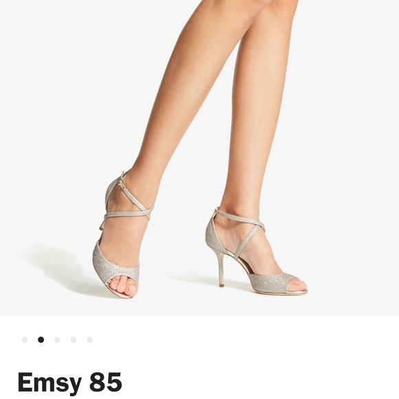 Jimmy Choo's Emsy 85 Platinum Ice Dusty Glitter Sandals - worn once. - Picture 2 of 5